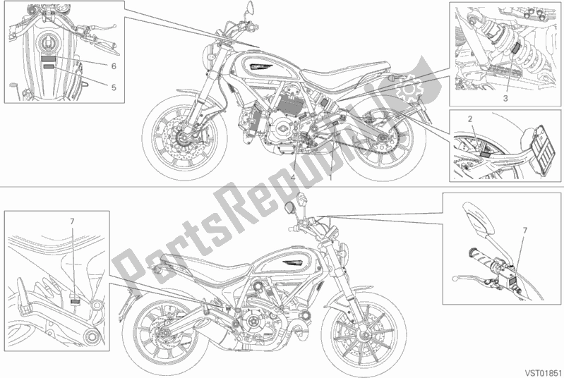Todas las partes para Posizionamento Targhette de Ducati Scrambler Mach 2. 0 Thailand 803 2018